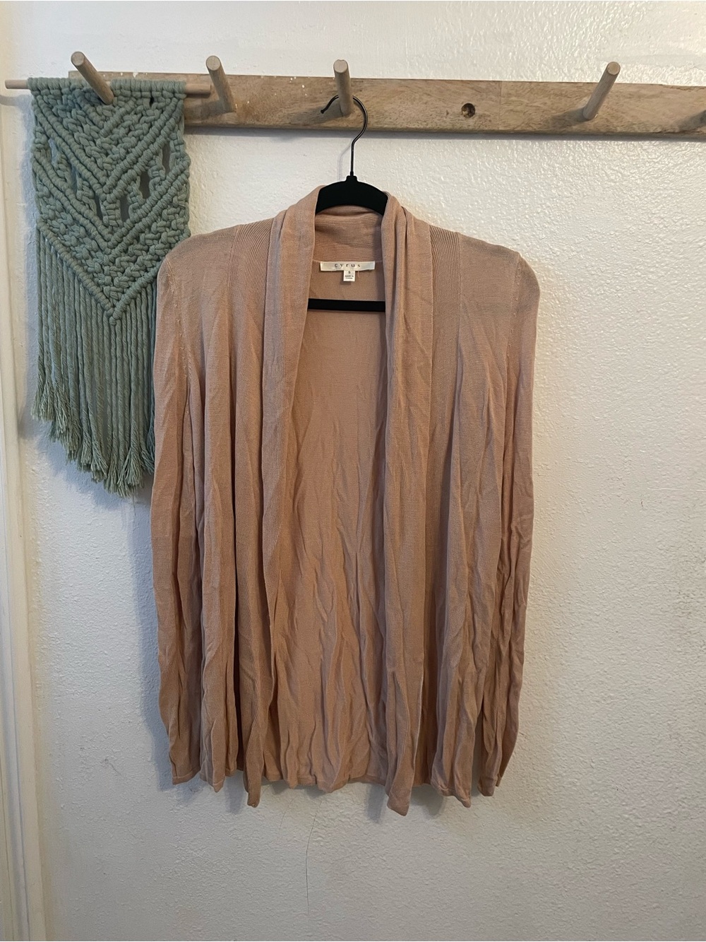 Light Mauve Open Front Cardigan